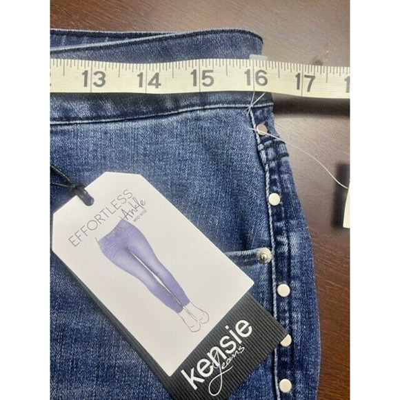 NWT Kensie Effortless Ankle Jeans Women 10 / 30 Frayed Stretch Distress Studded - Picture 3 of 9